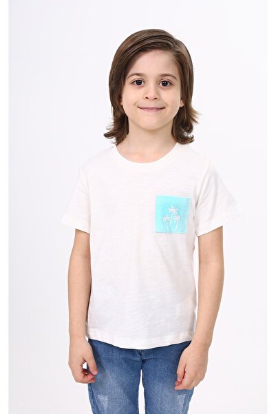 Toontoy Boys' Printed Crew Neck Short Sleeve T-Shirt - Pocket Detail