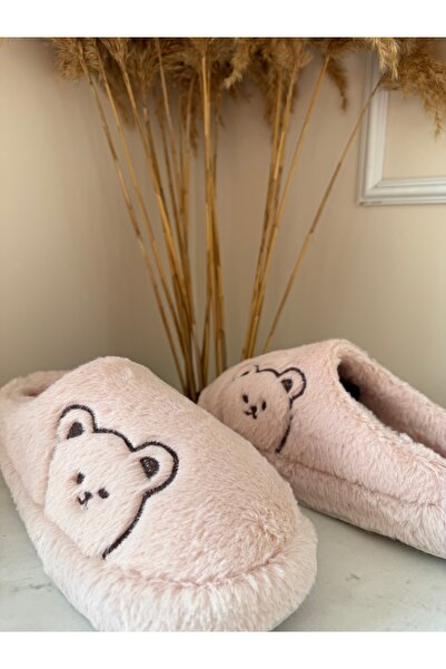 Mia Modern Peluş Ekstra Hafif Kadın Ev Terliği Pembe