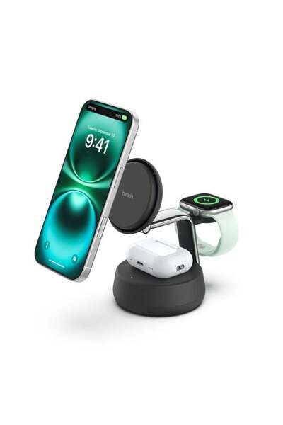 Belkin WIZ040KQCH BoostCharge Pro 3-in-1 Qi2 MagSafe Uyumlu 25W Manyetik Şarj...
