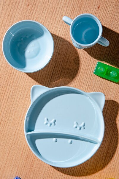 Le murano طقم طعام منقوش على شكل زرافة من لولو مكون من 3 قطع |   أزرق