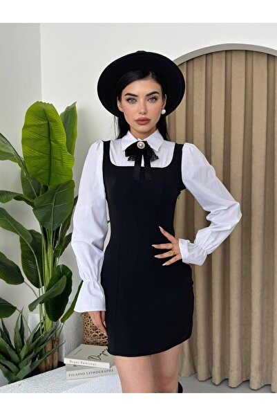 Lady Pixie Mini Dress with Collar Brooch