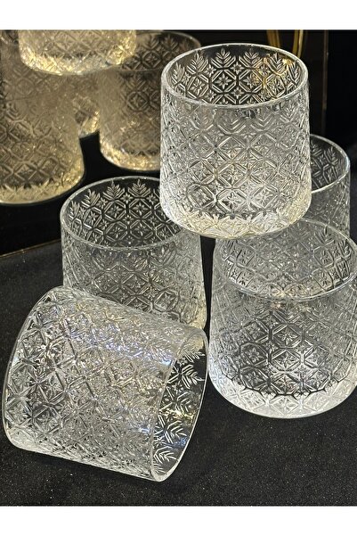 LOKMAN ZÜCCACİYE SHOWROOM 6 Pieces Crystal Cutting Model Soft Drink Glass