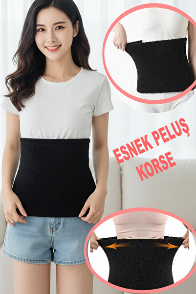 Leiste Black Unisex Plush Waist Corset Waist Warmer Prevents Pain - Supports
