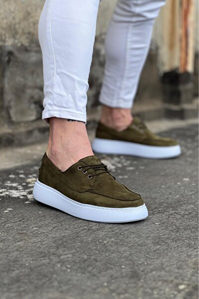 Wagoon Wg508 Khaki Suede Orthopedic Sole Men's Casual Shoes