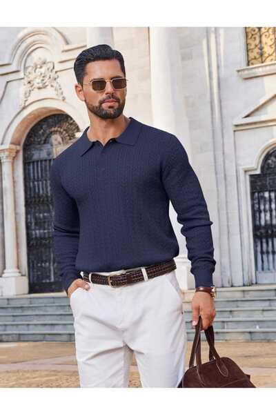 youknitwear you Metropol 100% Cotton Polo Neck Men's Knitwear Sweater