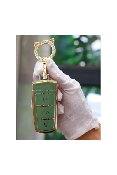 OEM Smart key cover for Volkswagen VW CC / Passat B6 B7 / Passat 3C CC M6, green (for start-stop cars)