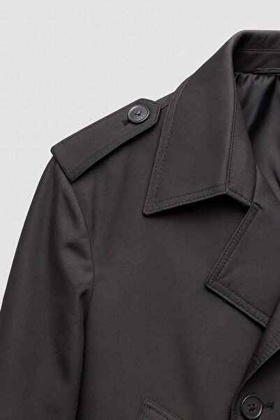 BASEL.CO Men's Premium Belted Black Trench Coat - Tok Posture and Italian Cut (100cm)