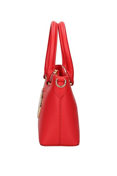 Love Moschino Women's Heart Pattern Metallic Logo Removable Long Strap 100% Leather Red Shoulder Bag Jc4364Pp0Nk