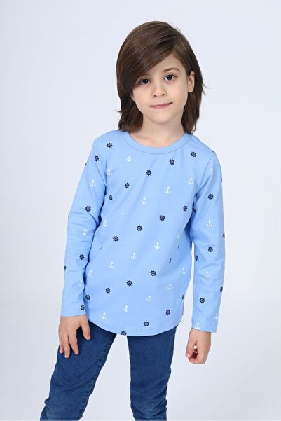 Toontoy Boy's Printed Crew Neck Long Sleeve T-Shirt