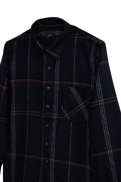 Tudors Men's Slim Fit slim fit plaid pocket black lumberjack shirt
