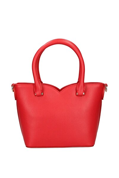 Love Moschino Women's Heart Pattern Metallic Logo Removable Long Strap 100% Leather Red Shoulder Bag Jc4364Pp0Nk