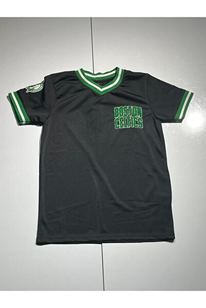 Plus Eighteen BASKETBOL FORMASI YARIM KOL V YAKA SİYAH ÜSTÜ YEŞİL BOSTON CELTICS BASKILI