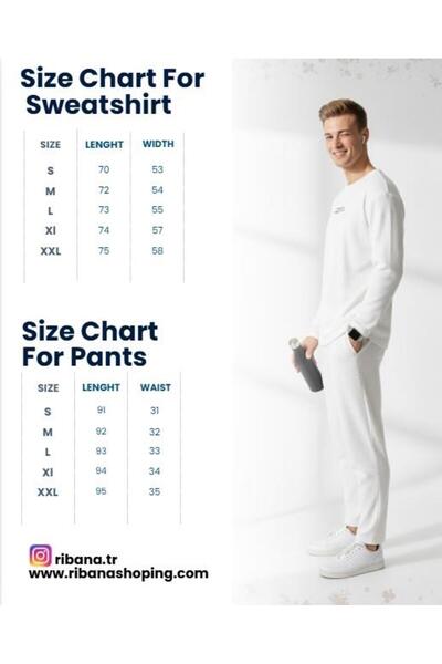 ribana Unisex Corded Fabric Crew Neck Long Sleeve Printed 2-Piece Set