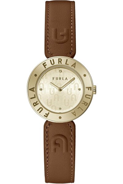 FURLA ساعة نسائية رسمية WW00004002L2 — أنالوج، ميناء شامبانيا، حزام جلدي بني