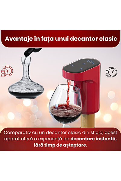 VRSmarty Smart wine and other beverage decanter and dispenser, Premium, Integrated automatic aerator, Red
