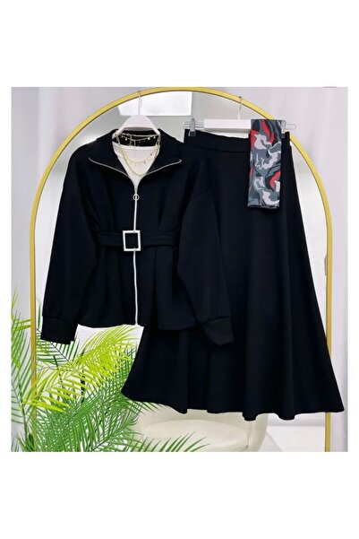 YILMAZBARMAZ Women's Belted Skirt Suit