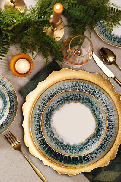 Kütahya Porselen Bone Luz Form 24 Parça 6 Kişilik Yemek Takımı Okyanus