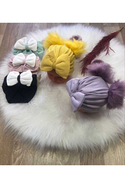 zavera for kids Kız Bebek Fiyonk - Pelüş Detaylı Bone Saç Bandı - %100 Organi...