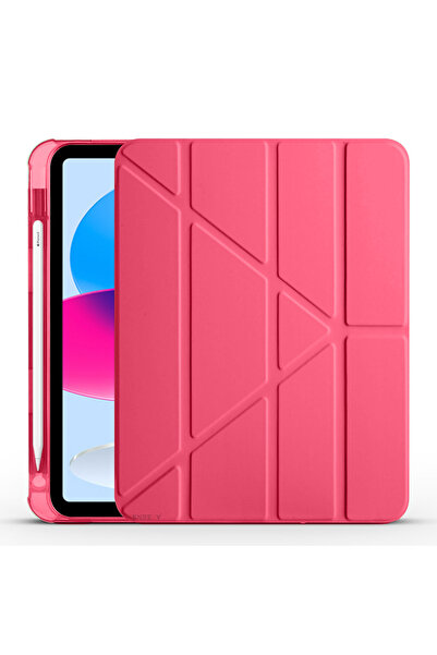 Sneezy iPad 10Th Generation 10.9 Inch 2022 Compatible Triangular Foldable Smart Case with Pen Holder Horizontal Vertical Stand