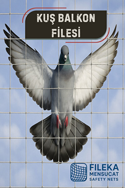 fileka Kuş Balkon Filesi 3x4 m Kare Kesim – UV Dayanıklı, 1 mm Kalınlık, 2 cm...