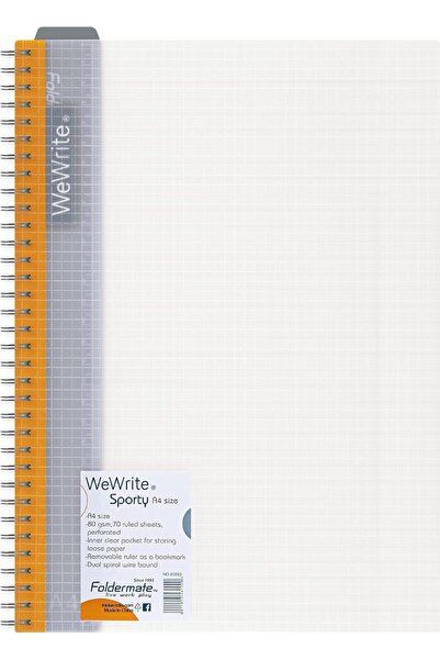 FOLDERMATE 1-Subject A4 Spiral Notebook, 70 Sheets, Perforated Ruled, 80gsm, Assorted Colors