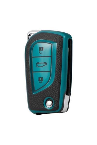 OEM Husă verde cu inserții din piele pentru cheia Toyota (Rav4, Auris, Corolla, Verso, Yaris, C-HR, Aygo, Aven)