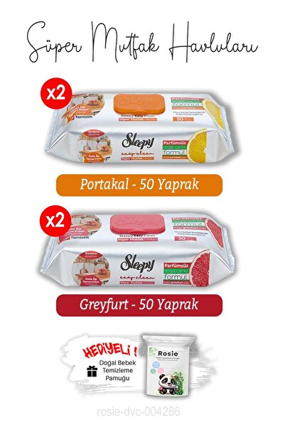 Sleepy 50 قطعة من مناشف المطبخ الفائقة باللون البرتقالي (x2) والجريب فروت (x2...