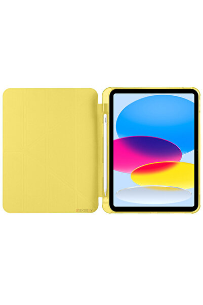 Sneezy iPad 10Th Generation 10.9 Inch 2022 Compatible Triangular Foldable Smart Case with Pen Holder Horizontal Vertical Stand