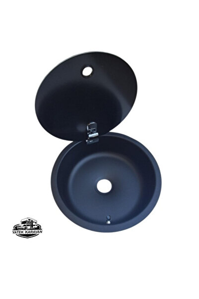 YATEK KARAVAN KARAVAN TEKNE YUVARLAK EVYE CAM KAPAKLI SİYAH 34 CM