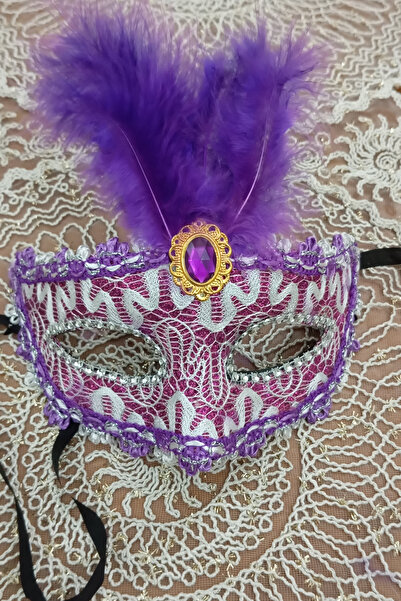 Nana & Mayka Moda Stone Purple Party Mask – Handmade, Carnival & Masquerade Accessory Unisex