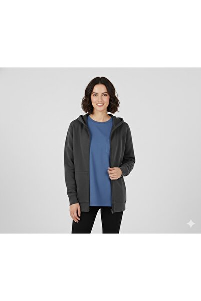 MODA Women's Hooded Pocketless Zippered Sweatshirt