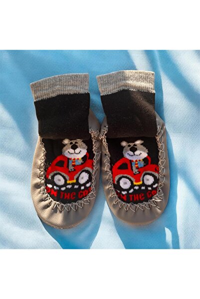 Butik Deri Tabanlı Kaydırmaz Havlu Çorap