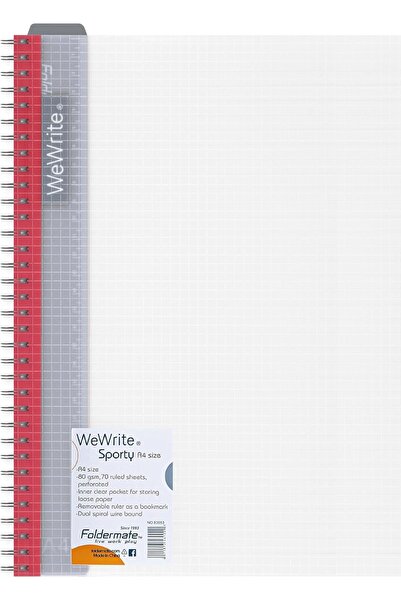 FOLDERMATE 1-Subject A4 Spiral Notebook, 70 Sheets, Perforated Ruled, 80gsm, Assorted Colors