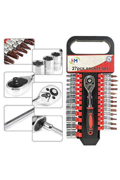 Generic HM 27PCS Socket Set H-0017 – Home & Auto Repair Tool Kit with Ratchet Handle