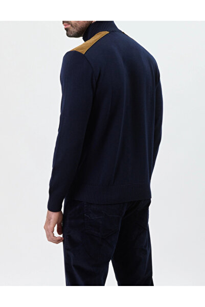 PAUL&SHARK Men's Regular Fit Shoulder Patterned Wool Mock Neck Knitwear Navy Blue Knitwear 15311126-050