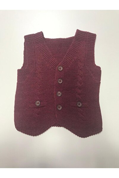 Baby Slon Kids Clup Kışlık V yaka düğmeli desenli triko unisex bebek süveter ...