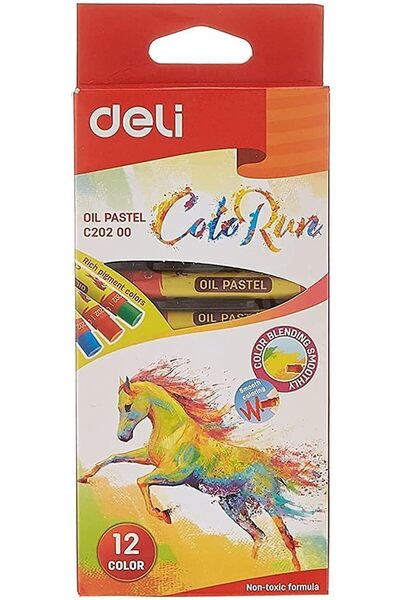 Deli EC20200 Oil Pastels, 12 Colors