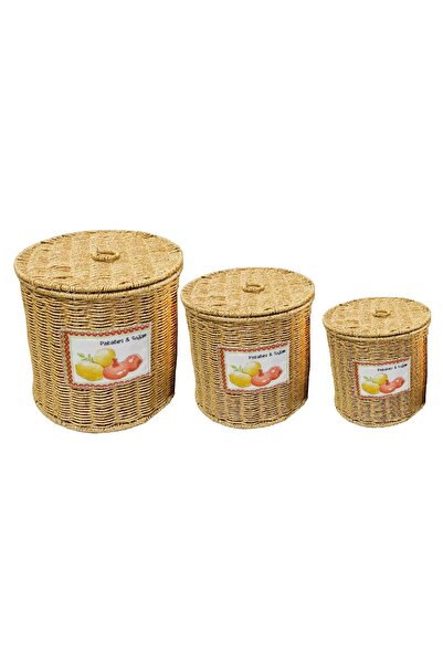 Altabi Set de depozitare din ratan din material subțire pentru 3 bucăți de ca...