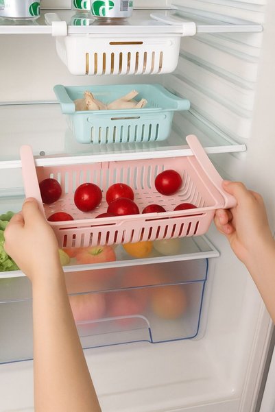 Lilya Home Beyaz 2 Lİ Buzdolabı Raf Düzenleyici Organizer Ayarlanabilir Çok Amaçlı Organizer Sepet