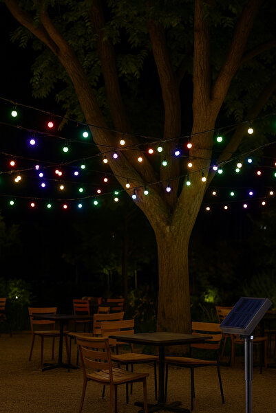 YDGR Güneş enerjili bahçe, Cafe, Balkon Dekoru için RGB 40 Top LED Işık – Dek...