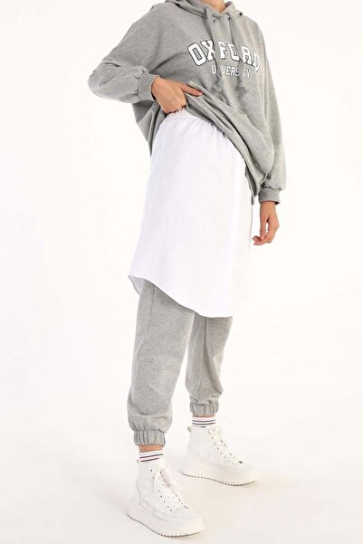 ALLDAY Λευκό-εσωτερικό βαμβακερό πουκάμισο φούστα