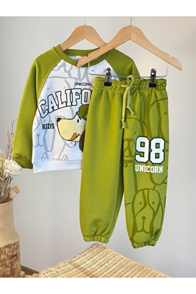 Pinkitokids Puppy 3D Sweatshirt and 3 Thread Sweatpants Set