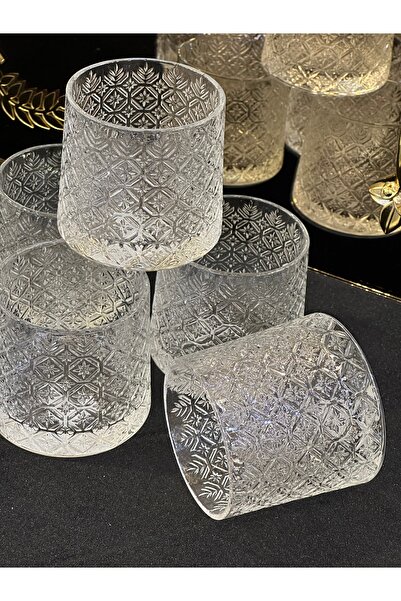 LOKMAN ZÜCCACİYE SHOWROOM 6 Pieces Crystal Cutting Model Soft Drink Glass