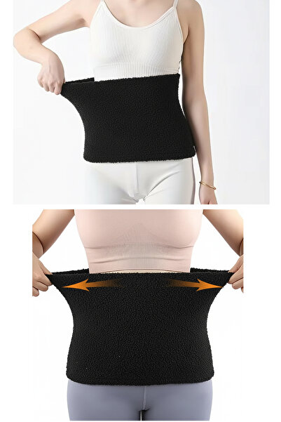 Leiste Black Unisex Plush Waist Corset Waist Warmer Prevents Pain - Supports
