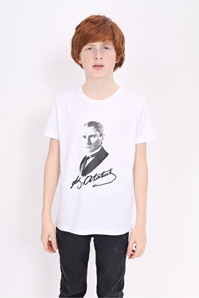 Toontoy Tricou unisex cu mânecă scurtă, cu imprimeu Ataturk, cu gât turnat