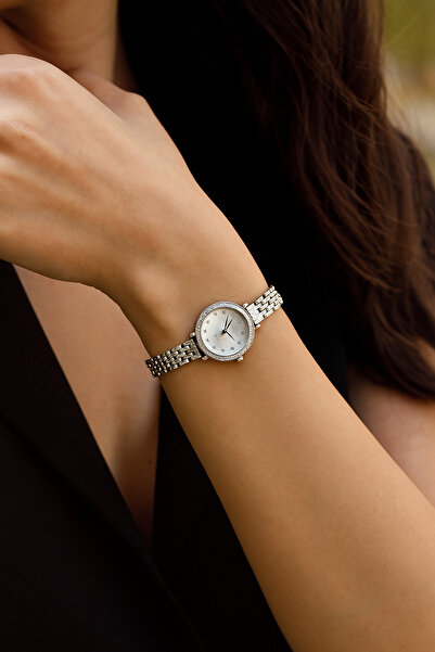Boris Accessory Taş Detaylı Gümüş Renk Kadın Kol Saati – İnce Bilezik Tasarım...