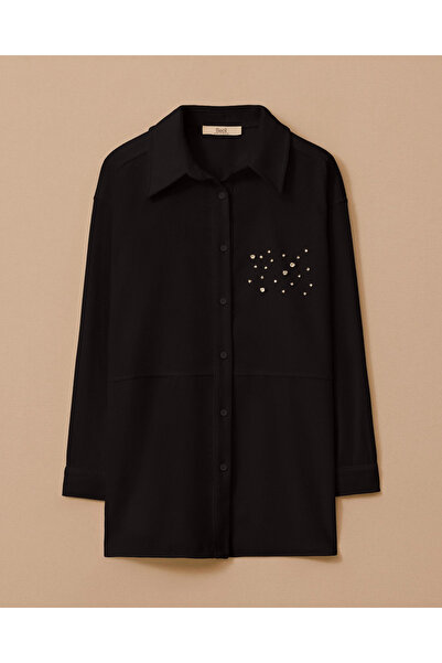 SEÇİL Stone Detailed Velvet Shirt