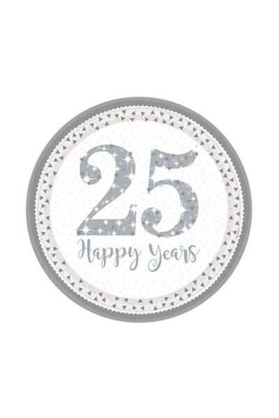 Generic 8-Piece 25th Anniversary Printed Disposable Paper Plate Set 9inch Kid...