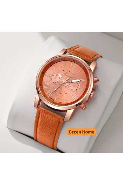 ÇEÇEN HOME Stylish Women Wristwatch Roman Numeral Watch Faux Leather
