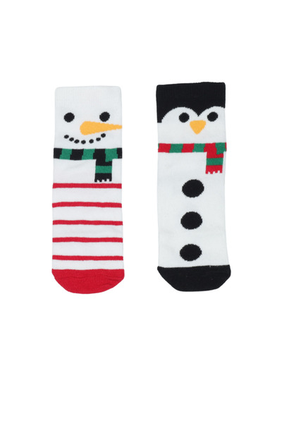 Serena Set of 2 pairs of white Christmas socks for children - with snowman